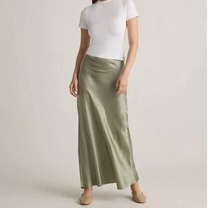 Third Form Cush Bias Split Satin Maxi Skirt In Sage Green